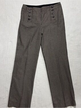 Larry Levine Y2K Corp chic charcoal pinstripe wide leg sailor button Cotton Sz 8